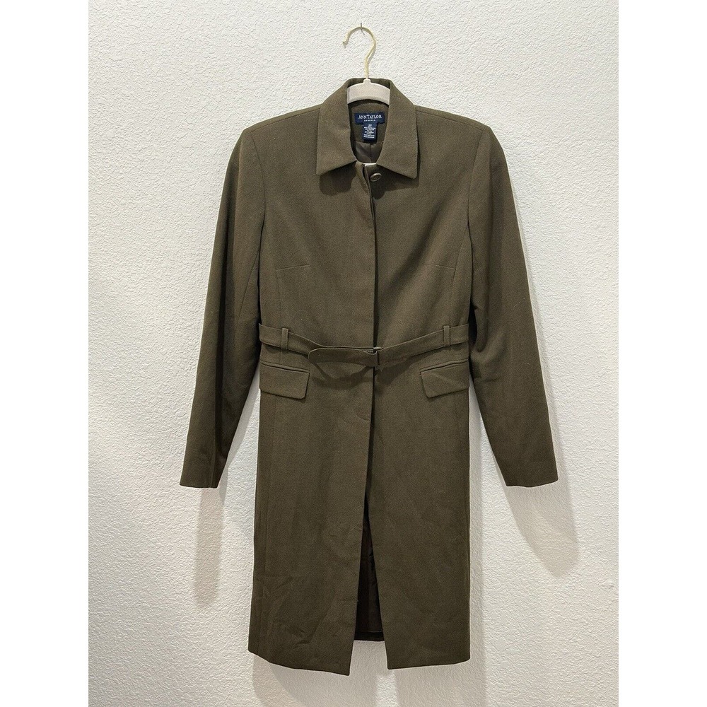 Ann Taylor Army Green 2P Stretch Trench Coat
